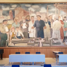 Historisches Wandbild im Ratssaal des Rathauses Dessau, Dessau-Roßlau